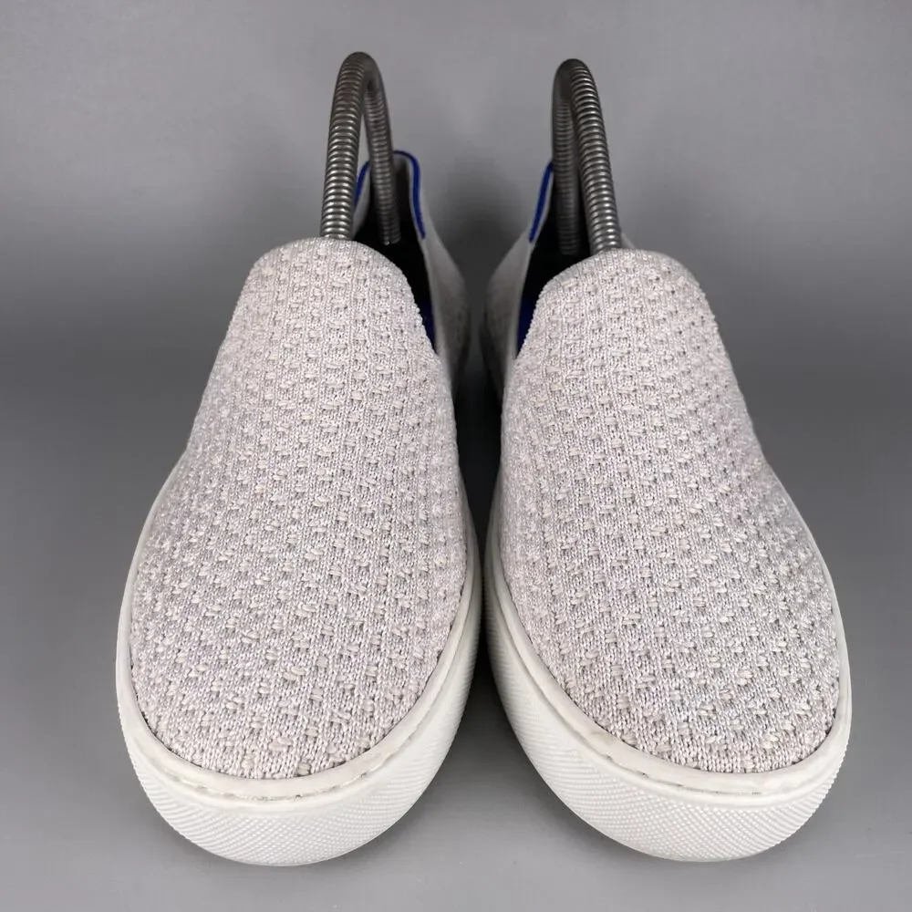 Rothys The Original Women's Size 7 White Knit Sneakers Slip On Tennis Shoes GUC